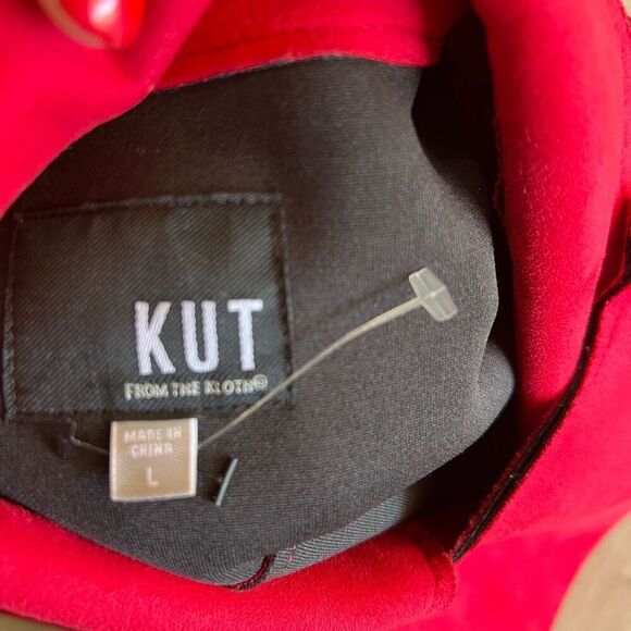 KUT FROM THE KLOTH Size Large  Red Faux Suede Drape Moto Jacket Women's - Picture 6 of 9